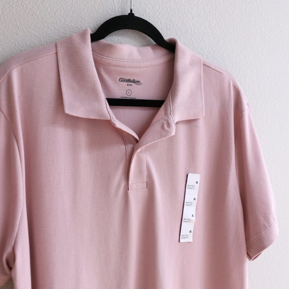 GOODFELLOW Men's Cream Pink Polo shirt Casual XL (rare find of subtle color)